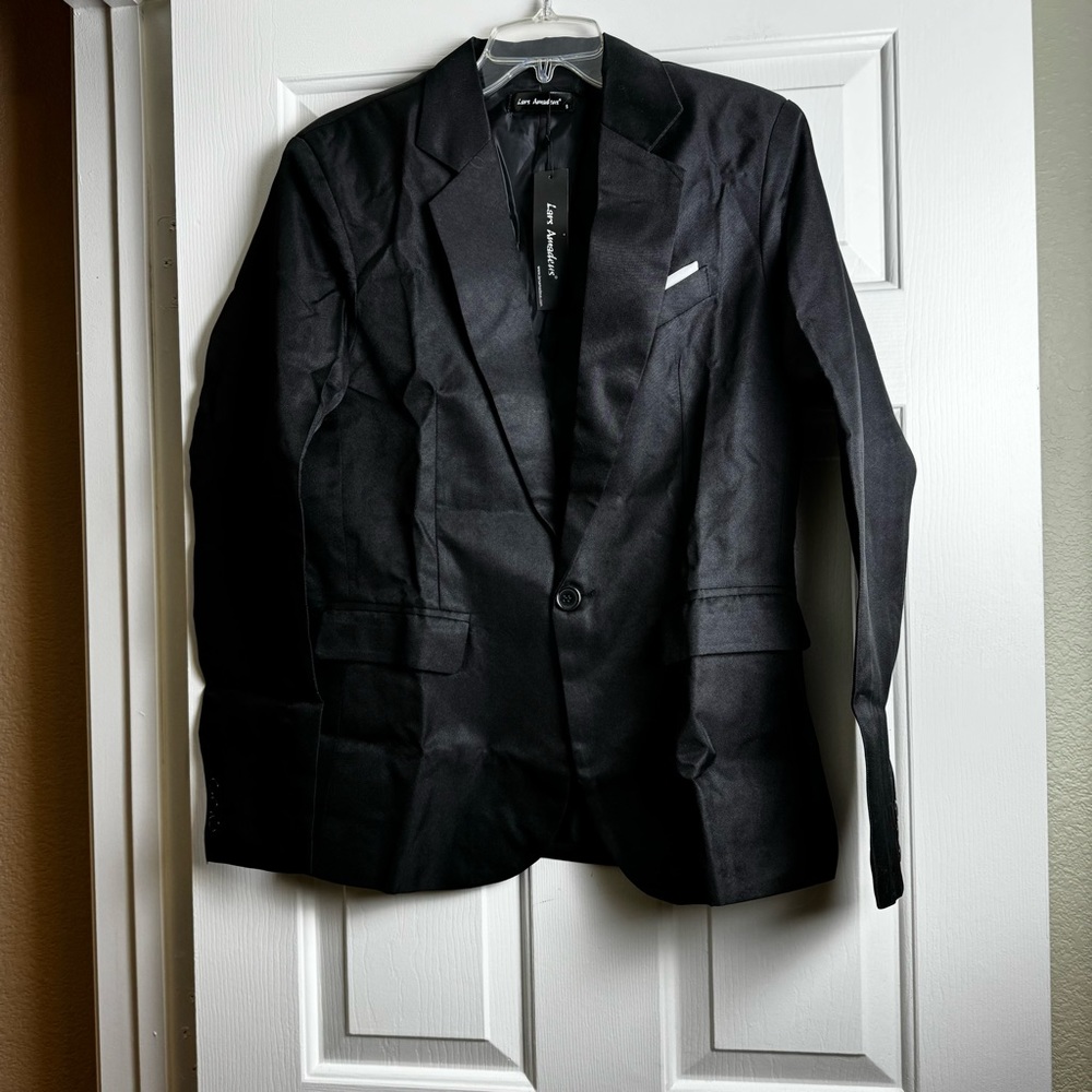 Lars‎ Amadeus Mens Black Single Button Blazer Suit Jacket Sz S New